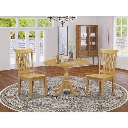 East West Furniture 3 Piece Dublin Modern Dining Room Table Set - Oak DMPO3-OAK-W